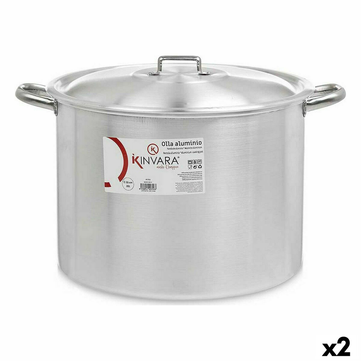 Hrniec s pokrievkou Ø 36 cm Striebristý Aluminium (2 kusov)