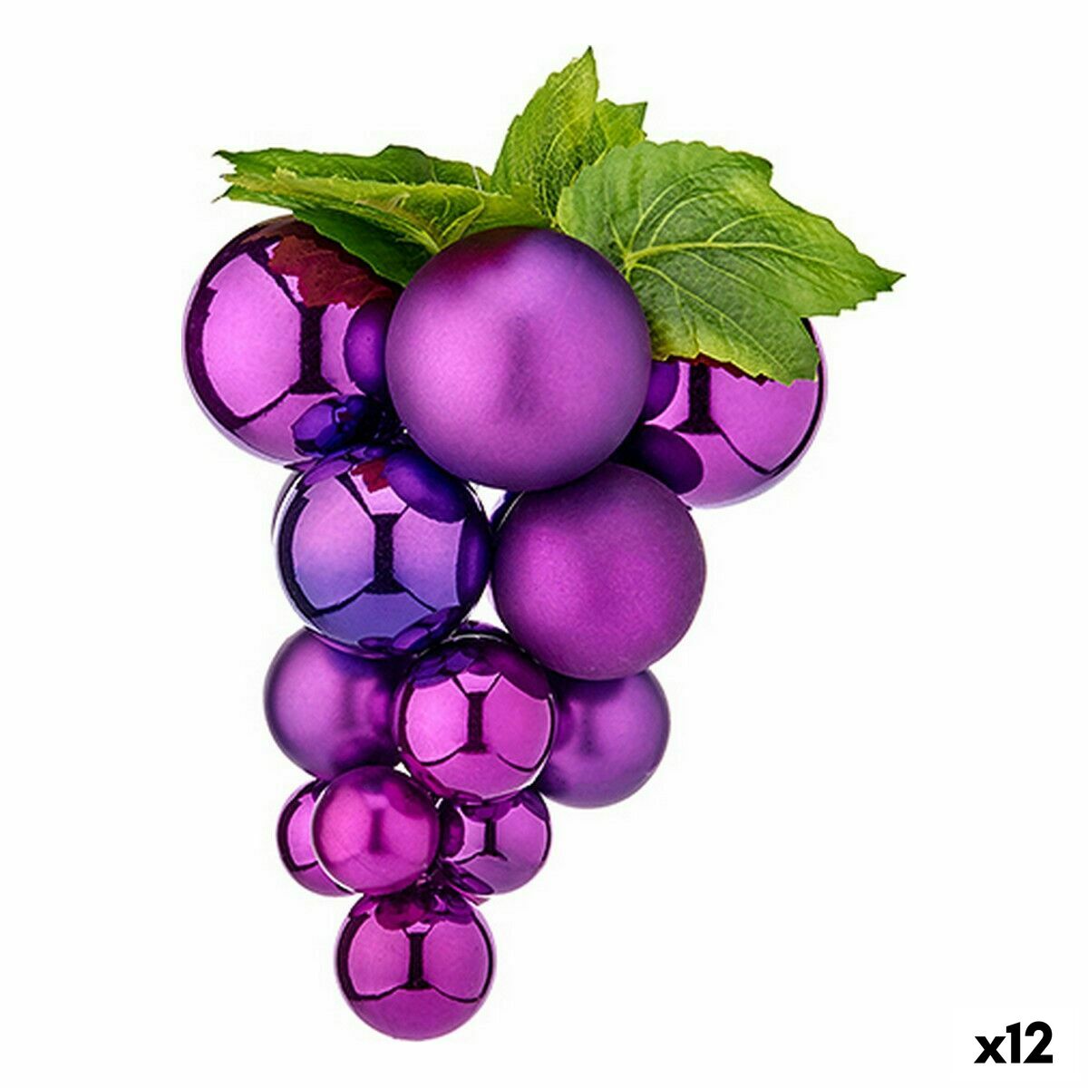 Vianočná guľa Hrozno Stredná Purpurová Plastické 19 x 28 x 19 cm (12 kusov)