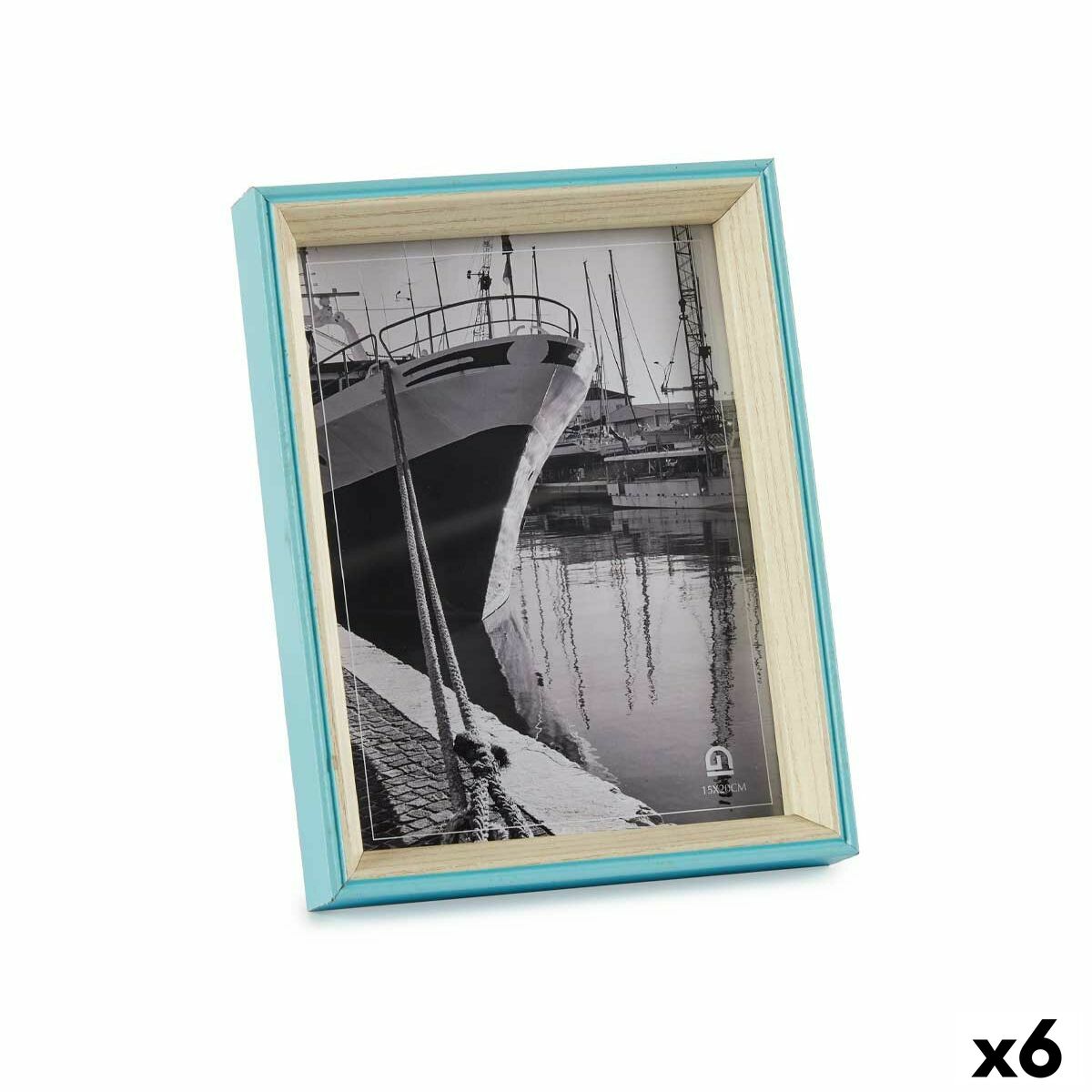 Rám na fotografie Sklo Modrá Biela Drevo MDF (3 x 22 x 17 cm) (6 kusov)