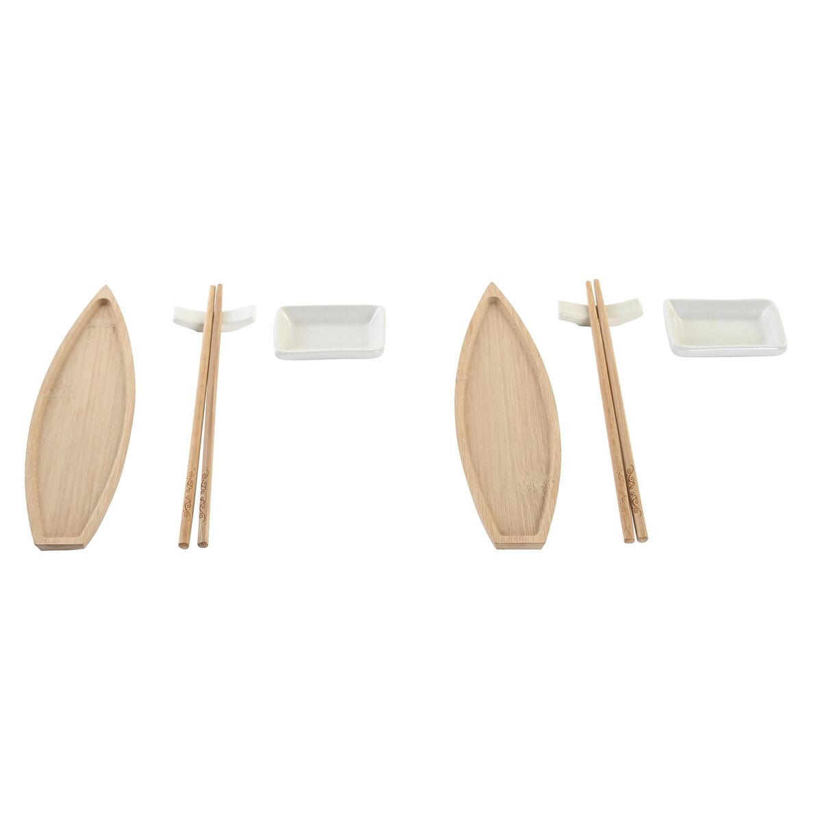 Sada na sushi DKD Home Decor 8 x 5 x 2 cm Keramický Prírodná Biela Orientálny