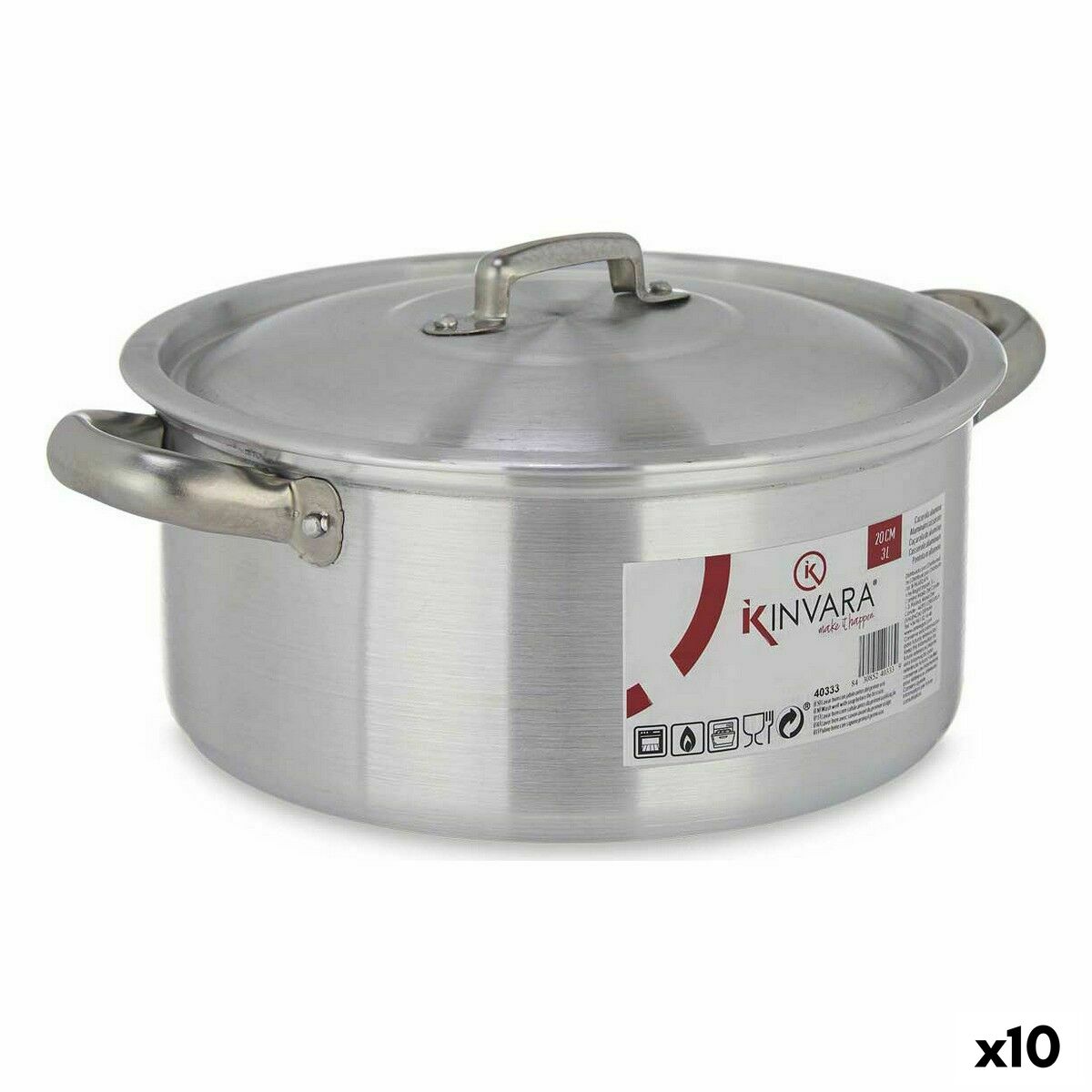 Kastról s pokrievkou Striebristý Aluminium 3 L (10 kusov)