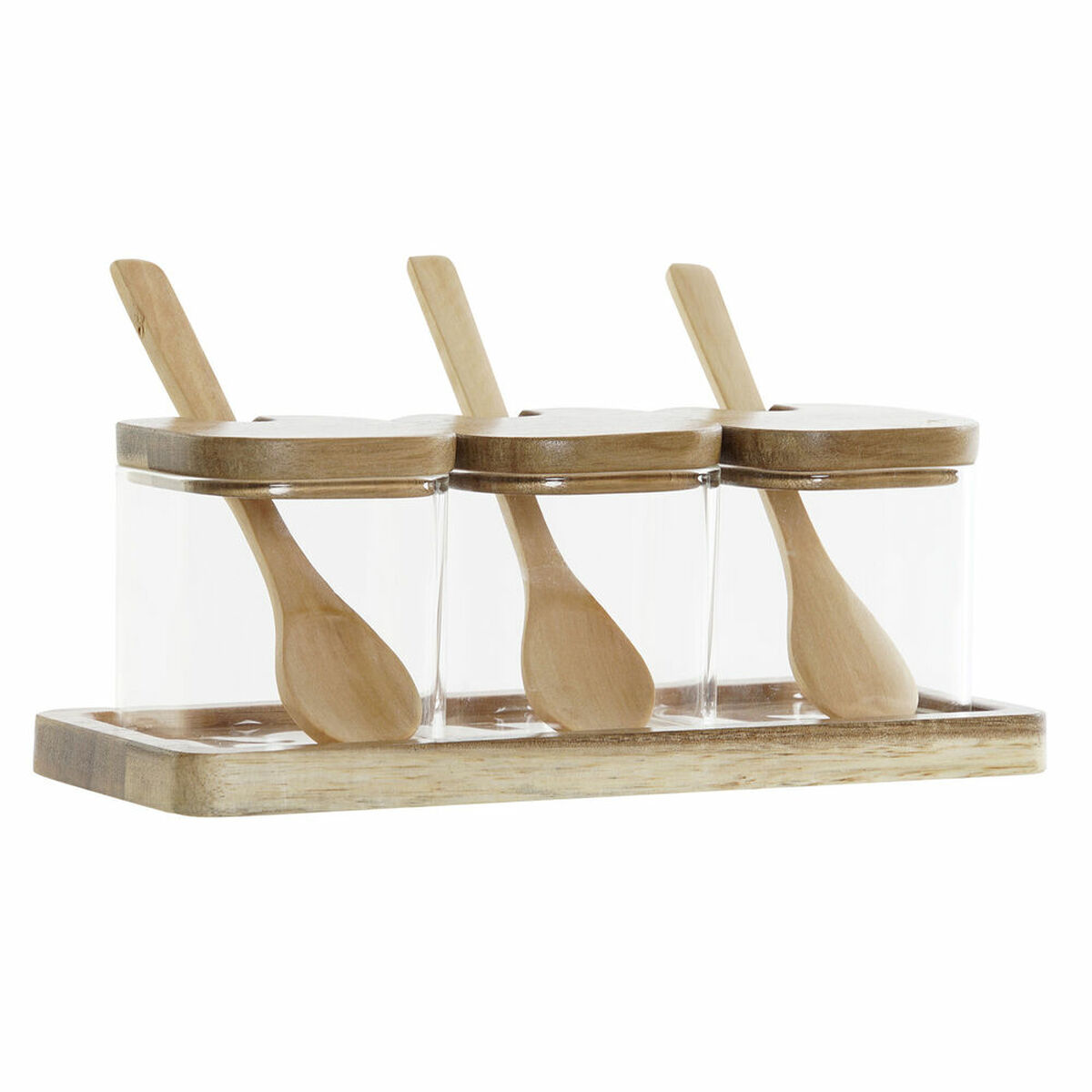 Sada 3 dóz DKD Home Decor Viacfarebná Transparentná Prírodná 150 ml 20,5 x 8 x 1,5 cm