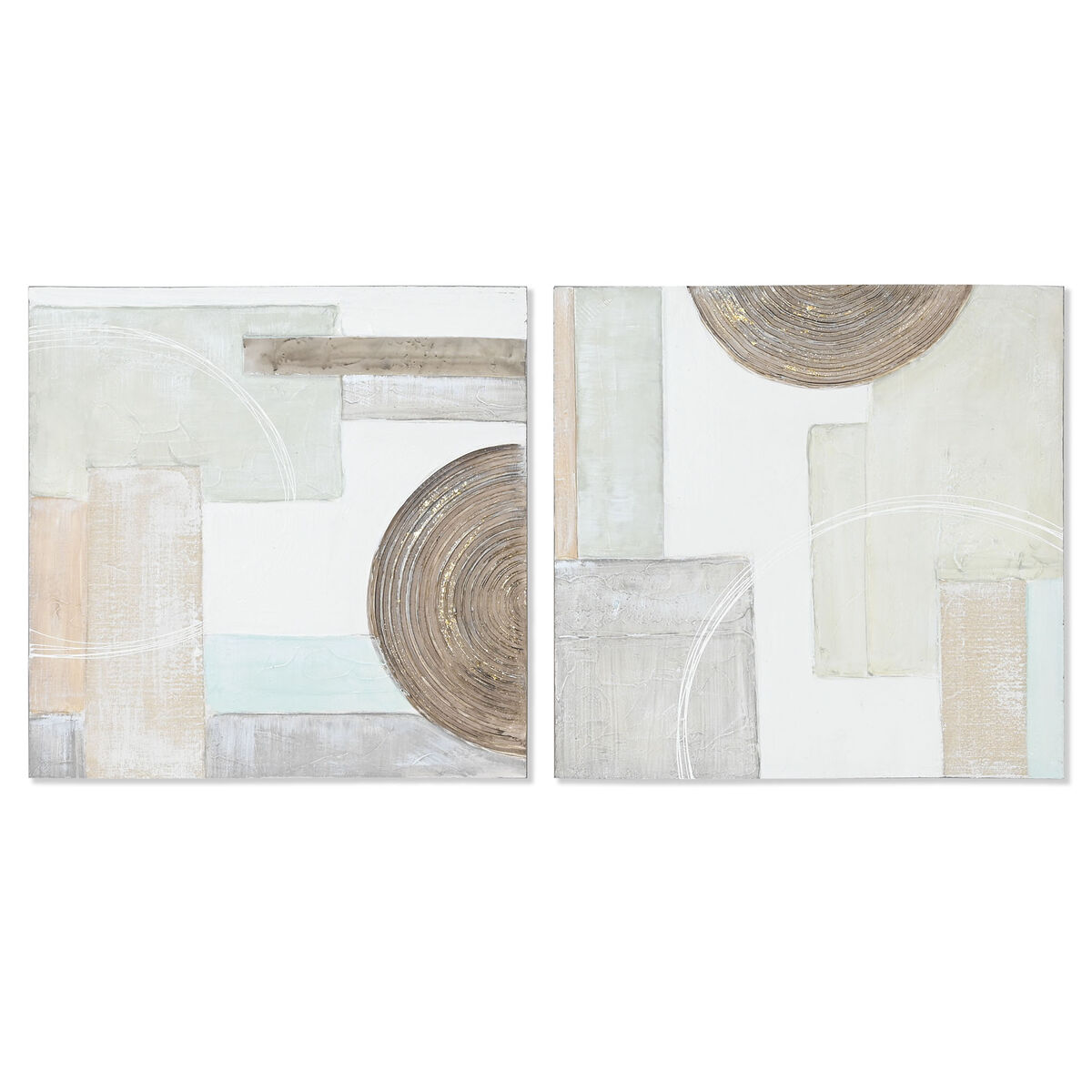 Maľba Home ESPRIT Béžová Sivá Plátno Drevo MDF Abstraktný Moderný 50 x 2,5 x 50 cm (2 kusov)