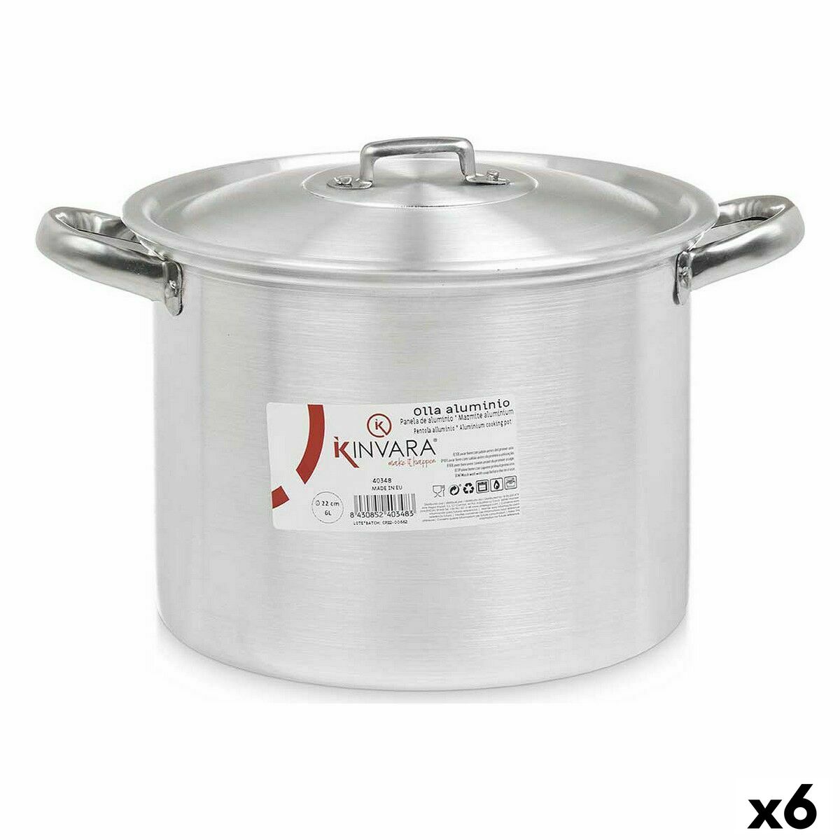 Hrniec s pokrievkou Striebristý Aluminium 31 x 20 x 24 cm (6 kusov)