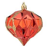 Vianočné gule Diamant ? 8 cm 6 kusov Červená Plastické