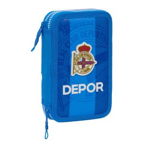 Dvojitý peračník PLUMIER R. C. Deportivo de La Coruña Modrá 12.5 x 19.5 x 4 cm (28 Kusy)