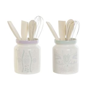 Loď DKD Home Decor zelená Viacfarebná Fialová Kov Drevo MDF 12 x 12 x 25 cm (2 kusov)