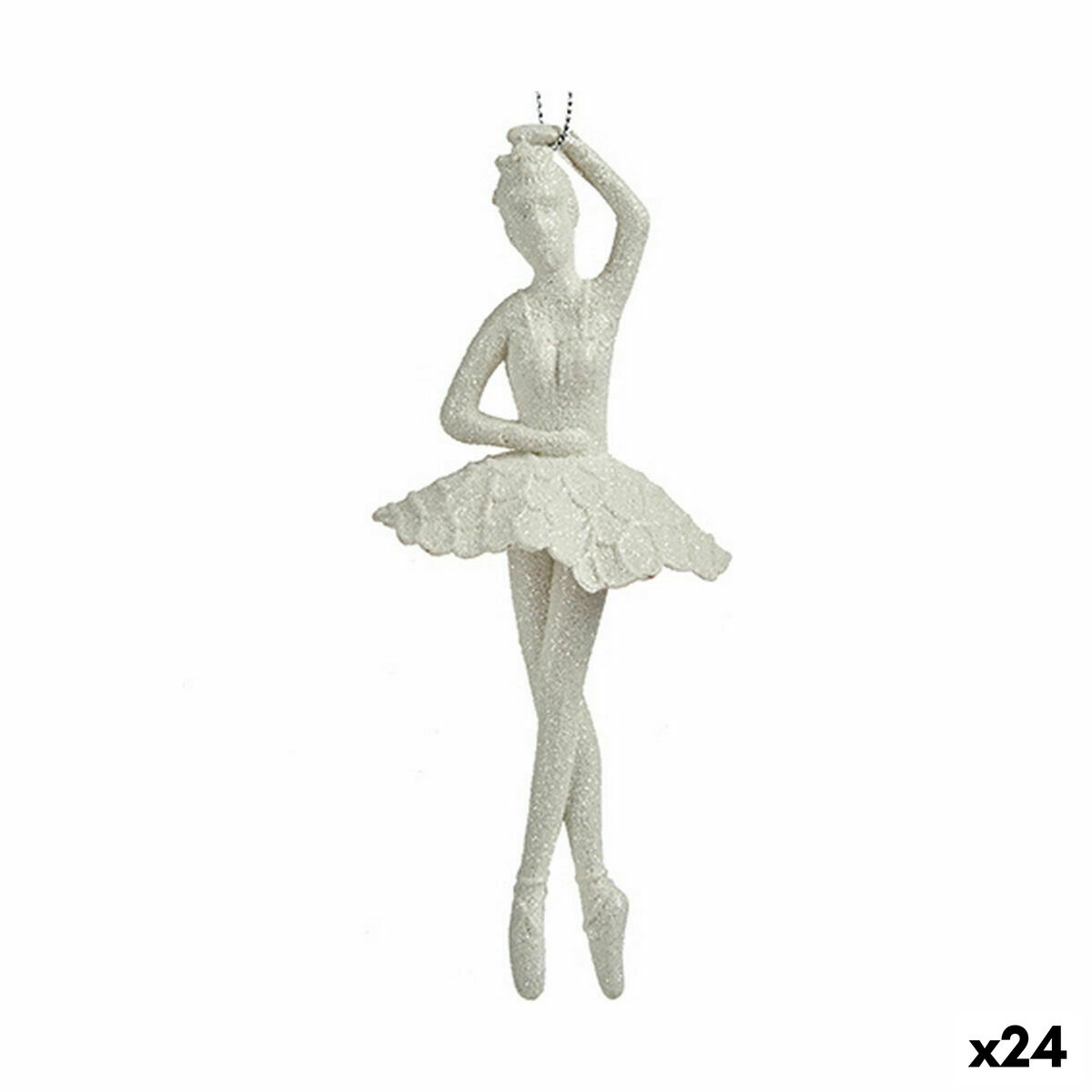 Vianočná ozdoba Balerína Biela Plastické Trblietky 6,7 x 16 x 6,7 cm (24 kusov)