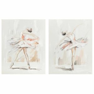 Maľba DKD Home Decor 80 x 3,7 x 100 cm Tanečnica baletu Romantický (2 kusov)