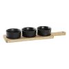 Tácka na chuťovky DKD Home Decor Čierna Prírodná Agátové drevo Kamenina 38 x 10 x 5,2 cm