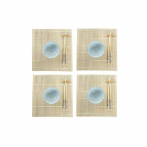 Sada na sushi DKD Home Decor 14,5 x 14,5 x 31 cm Modrá Biela Kamenina Orientálny (16 Kusy)