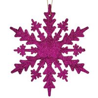 Vianočná ozdoba Snehové vločky Fuchsiová Plastické Trblietky 15 x 15 x 0,2 cm (24 kusov)