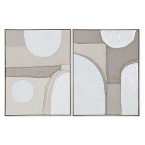 Maľba Home ESPRIT Biela Béžová Abstraktný Škandinávsky 62 x 3,8 x 82 cm (2 kusov)