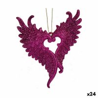 Vianočná ozdoba Krídla anjela Fuchsiová Plastické Trblietky 12 x 13 x 2,5 cm (24 kusov)