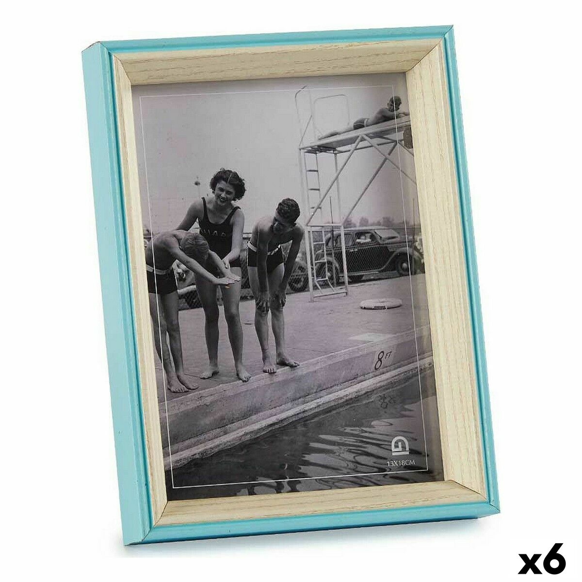 Rám na fotografie Sklo Modrá Biela 3 x 20 x 15 cm Drevo MDF (6 kusov)