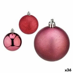 Sada vianočných gúľ Ružová Plastické ? 7 cm (36 Kusov)
