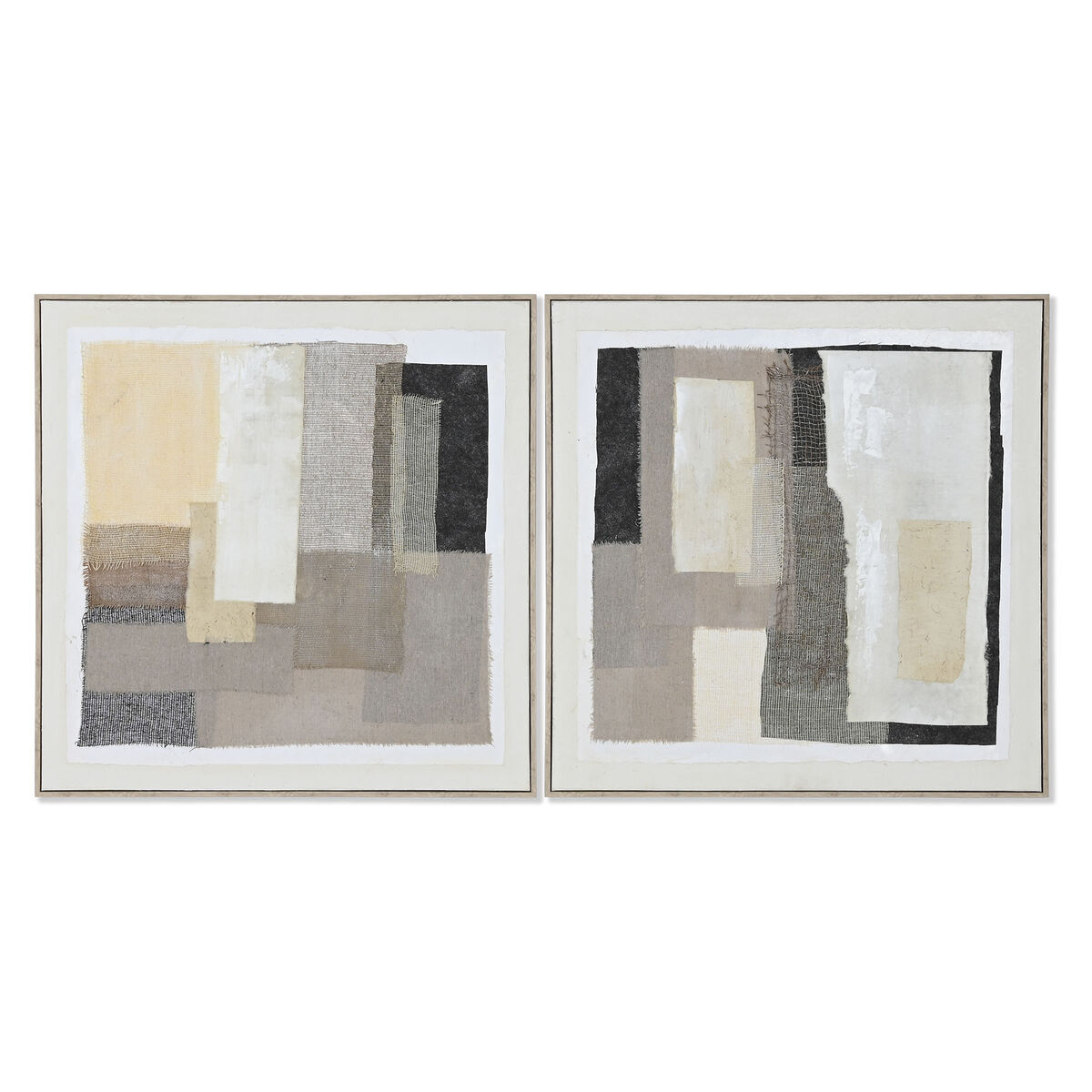 Maľba Home ESPRIT Čierna Béžová Abstraktný Mestská 82 x 3,8 x 82 cm (2 kusov)
