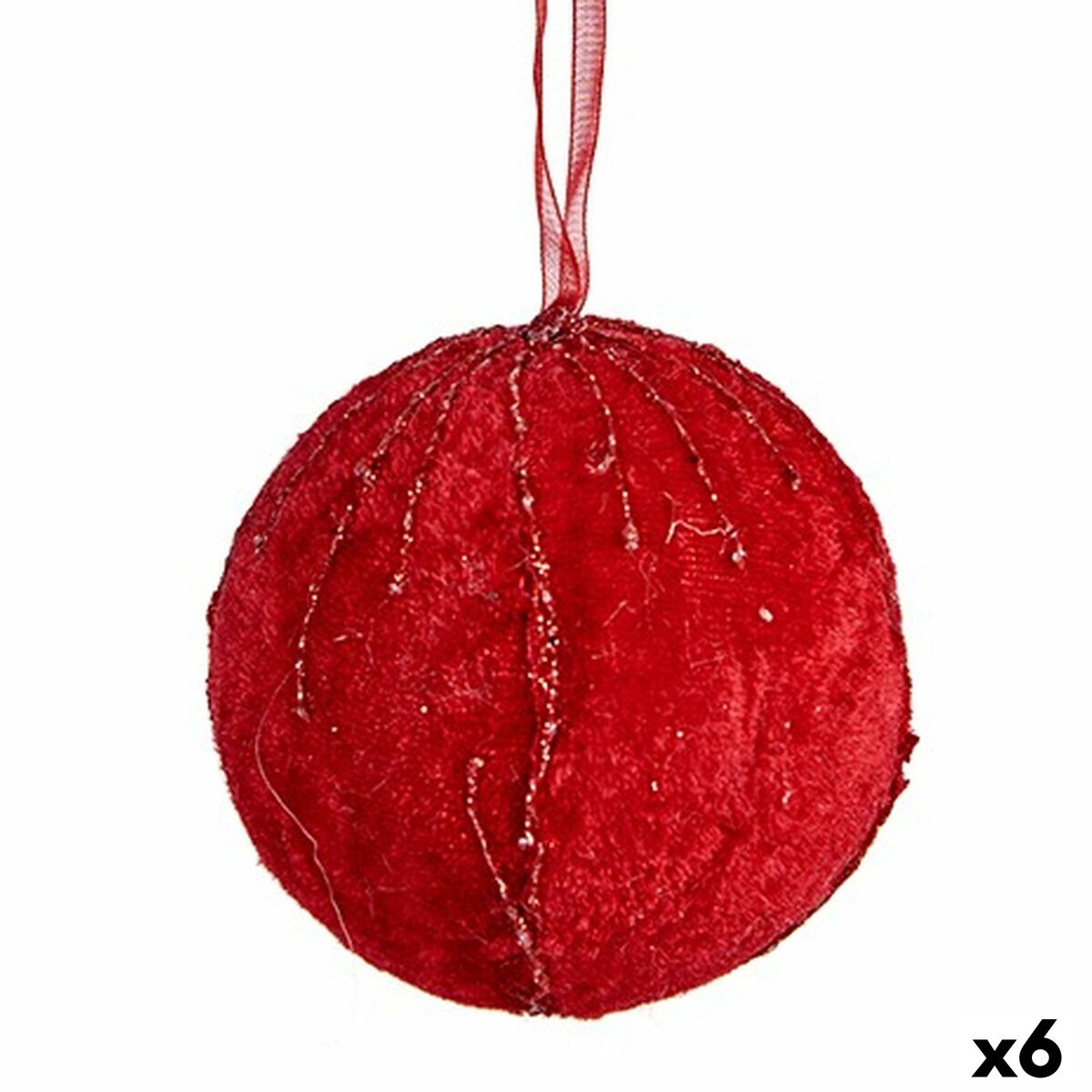 Sada vianočných gúľ Polyester Červená 8 x 8 x 8 cm (6 kusov)