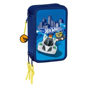 Trojitý peračník Hot Wheels Sonny Námornícka modrá 12,5 x 19,5 x 5,5 cm 36 Kusy