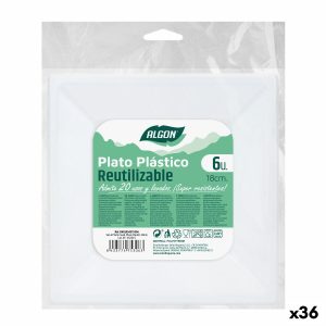Sada znovu použiteľných tanierov Algon Hranatý Plastické 18 x 18 x 2 cm (36 Kusov)