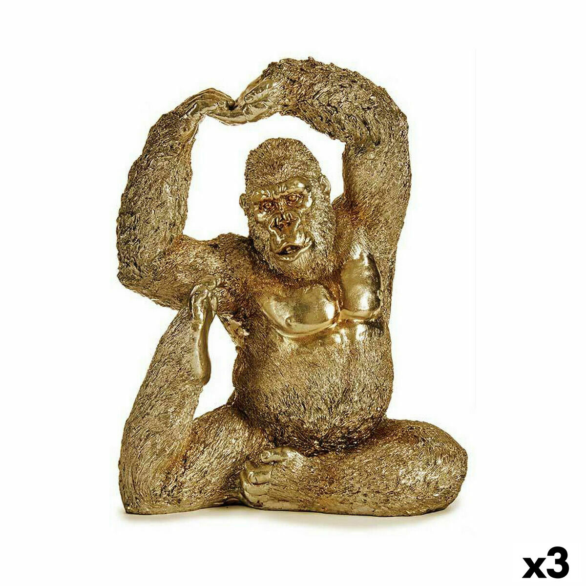 Dekoratívne postava Yoga Gorila Zlatá 14 x 30 x 25,5 cm (3 kusov)
