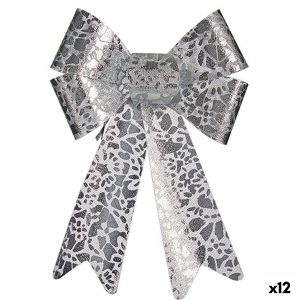 Laso Vianočná ozdoba Tlačený Striebristý PVC 16 x 24 x 4 cm (12 kusov)