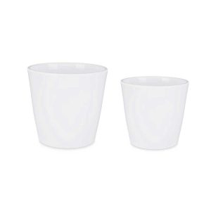 Sada kvetináčov 2 Kusy ? 22 cm ? 28 cm Biela Hlina
