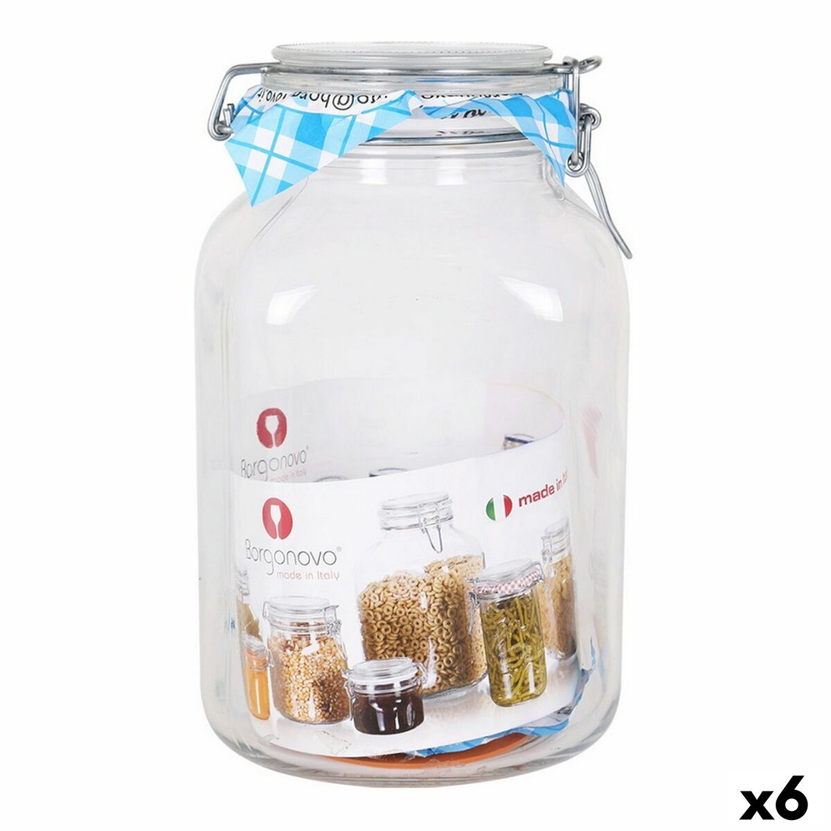 Sklenená fľaša Borgonovo 33216 Hermetický Transparentná 3,1 L 13 x 13 x 24 cm (6 kusov)