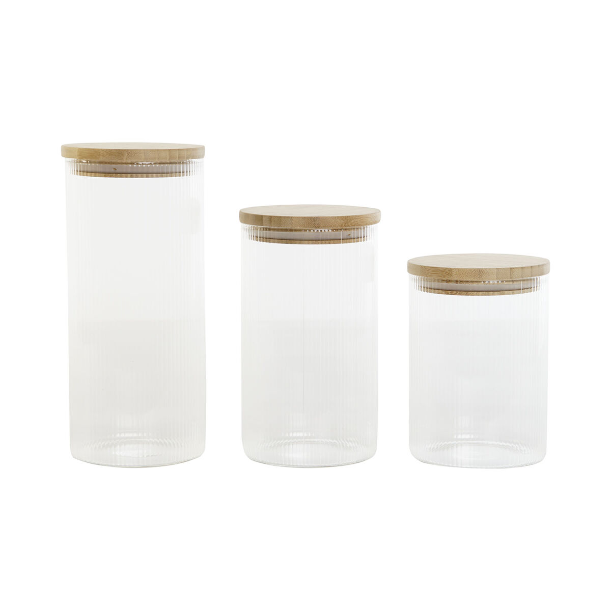 Sada 3 dóz Home ESPRIT Transparentná Silikónové Bambus Borokremičité sklo 10 x 10 x 22,3 cm