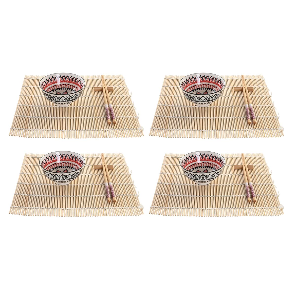Sada na sushi DKD Home Decor 14,5 x 14,5 x 31 cm Viacfarebná Mandala Kamenina Orientálny (16 Kusy)