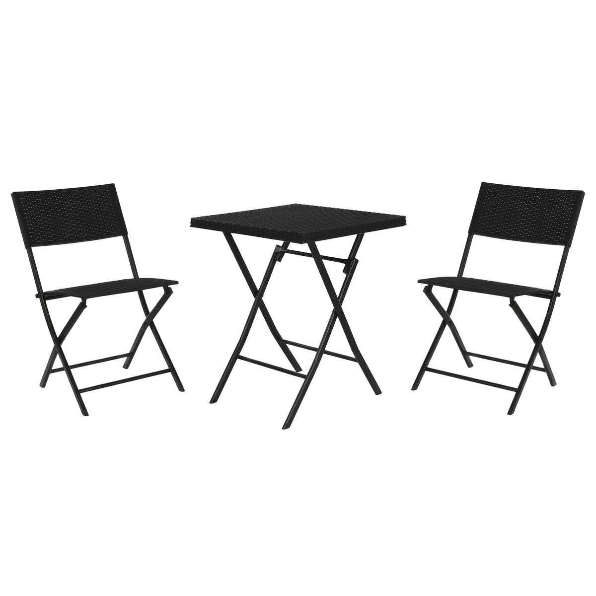 Stôl so 2 stoličkami Home ESPRIT Čierna Oceľ Umelý ratan 58 x 58 x 71,5 cm