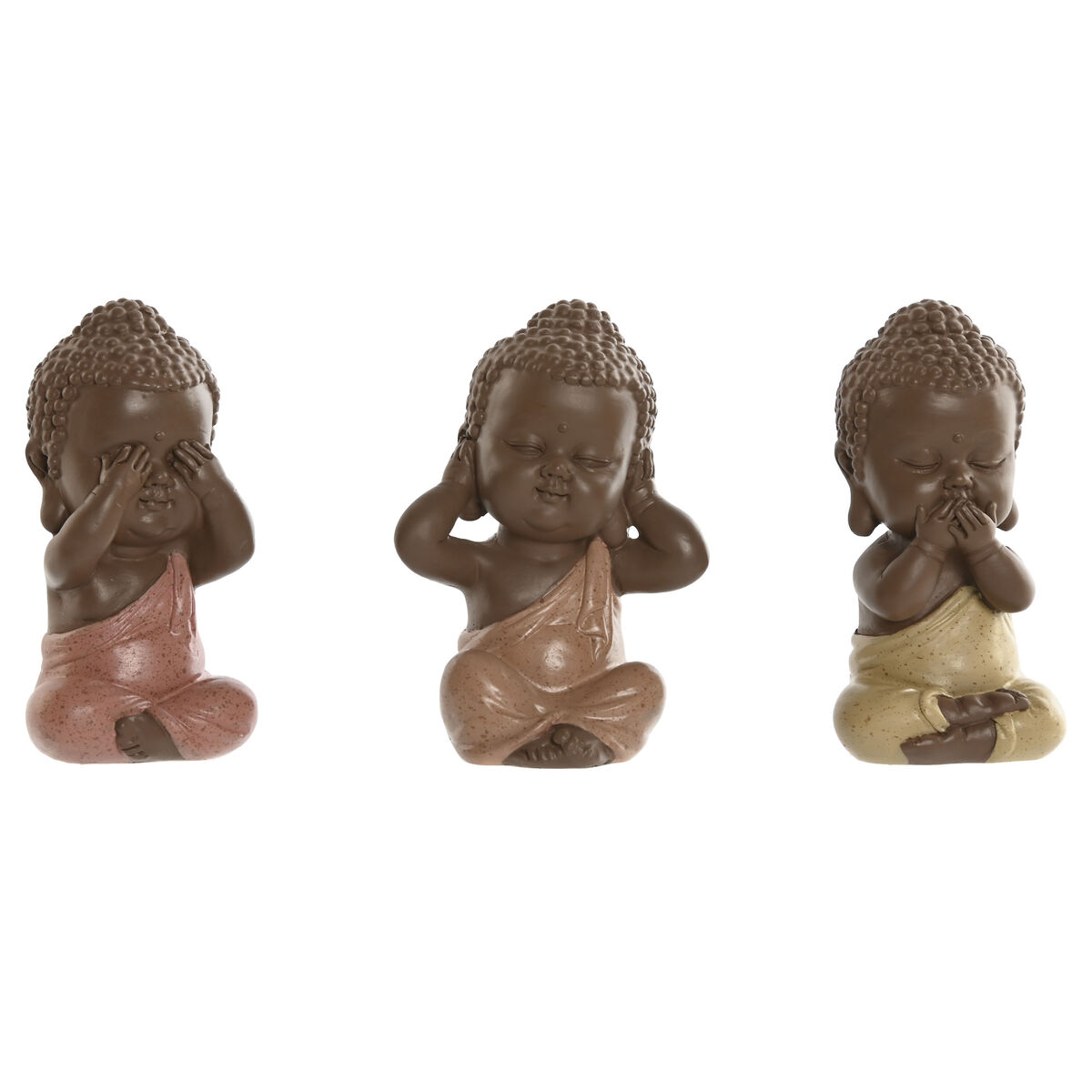 Dekoratívne postava Home ESPRIT Oranžová Koralová Lime Živica Buddha Orientálny 5,5 x 5 x 10,5 cm (3 kusov)