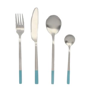 Príbory DKD Home Decor Modrá Striebristý Nerezová oceľ 16 Kusy