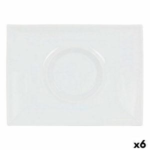 Plochý tanier Inde Gourmet Porcelán Biela 29,5 x 22 x 3 cm (6 kusov)