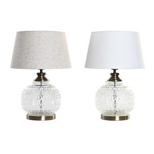 Stolná lampa Home ESPRIT Biela Béžová Kov Sklo 38 x 38 x 54 cm (2 kusov)