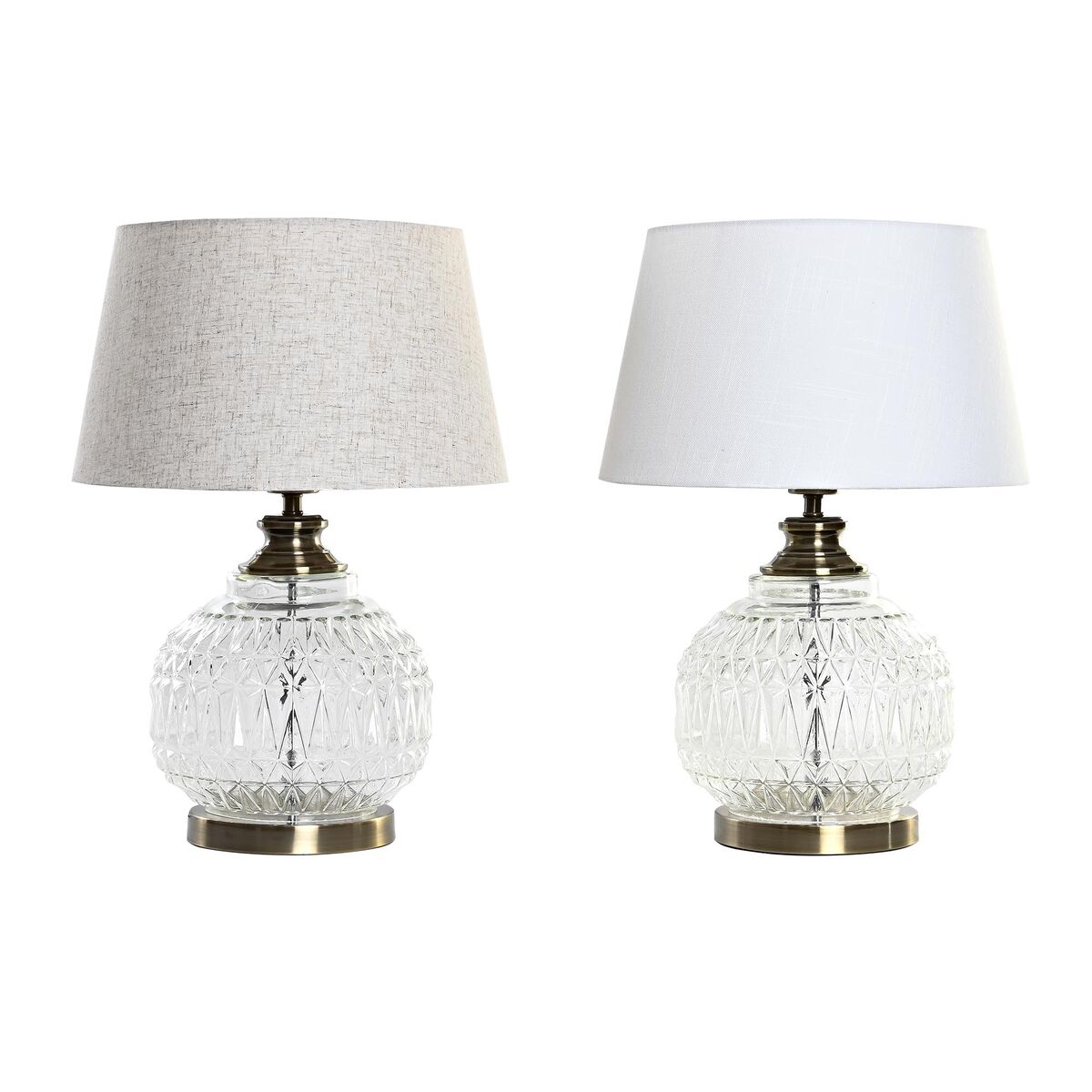 Stolná lampa Home ESPRIT Biela Béžová Kov Sklo 38 x 38 x 54 cm (2 kusov)