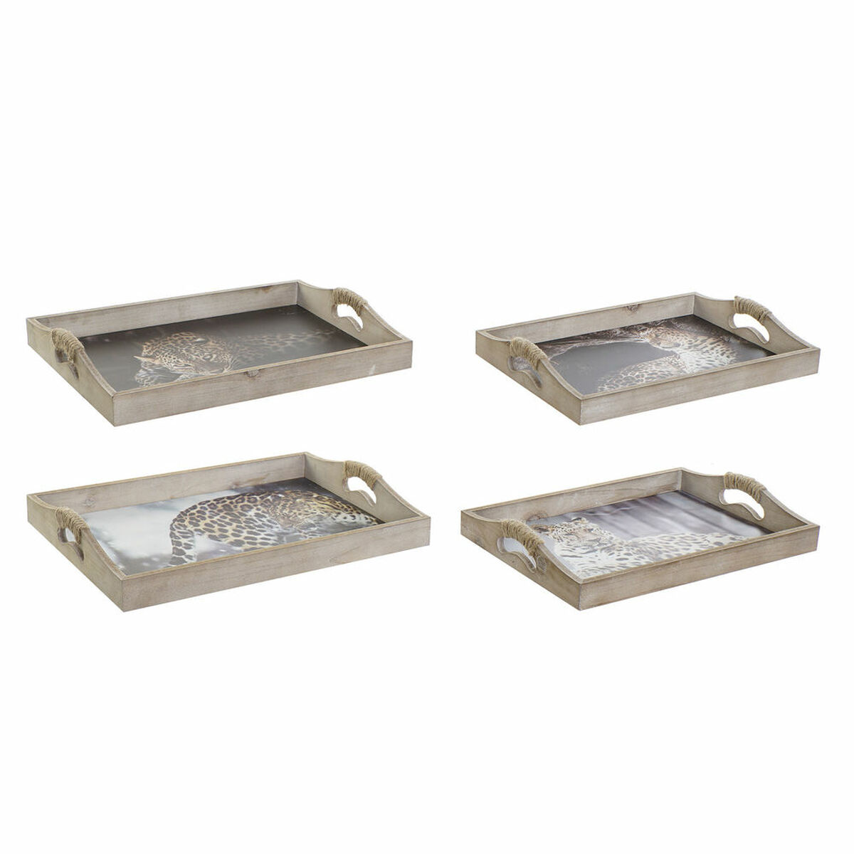 Tácňa DKD Home Decor 40,5 x 30 x 6,5 cm Viacfarebná Drevo MDF (2 kusov)