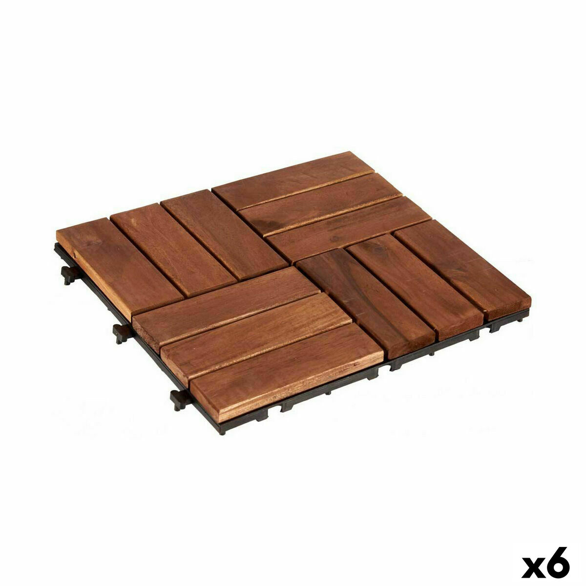 Zámková dlažba Gaštanová Polyetylén Agátové drevo 30 x 2,8 x 30 cm (6 kusov)
