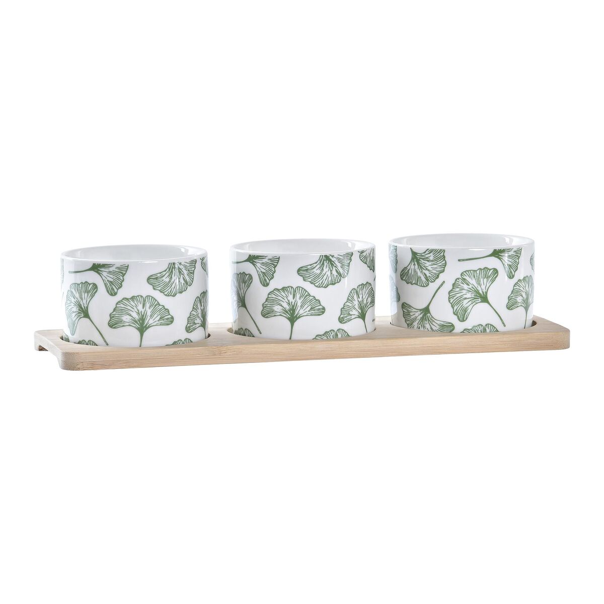 Sada Pohárov na Aperitív DKD Home Decor Bambus Kamenina Listy 3 Kusy 4 Kusy 28 x 9,7 x 1,5 cm