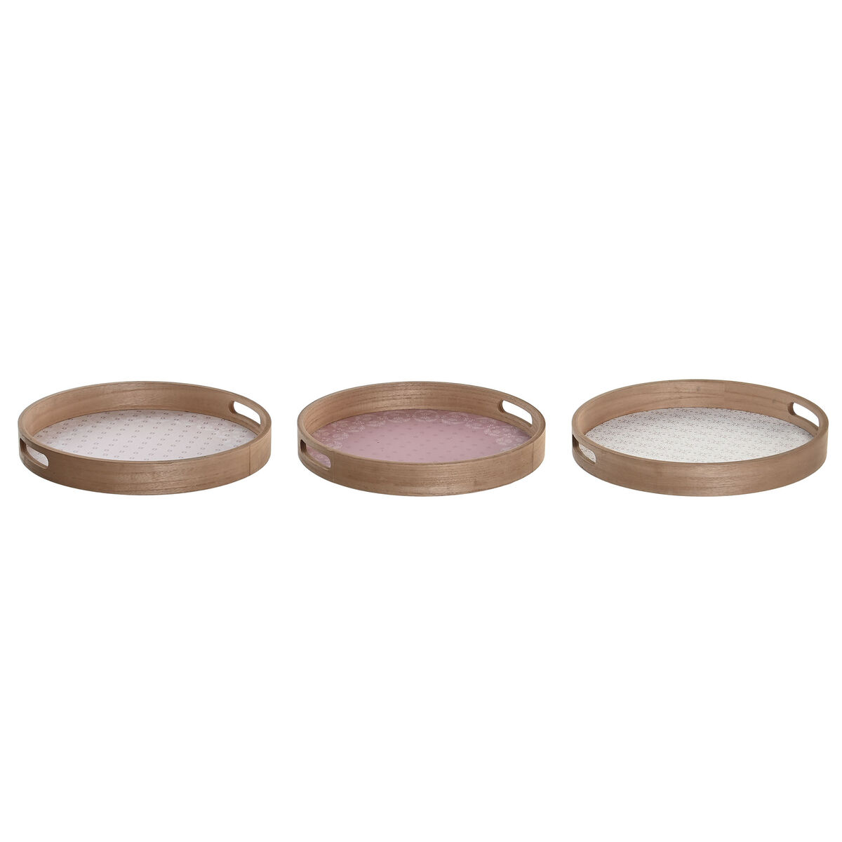 Tácka na chuťovky DKD Home Decor Scandi Ružová Biela 35 x 35 x 5 cm Drevo MDF (3 kusov)