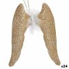 Vianočná ozdoba Krídla anjela champagne Plastické Trblietky 12,5 x 15 x 2,5 cm (24 kusov)