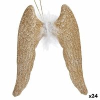 Vianočná ozdoba Krídla anjela champagne Plastické Trblietky 12,5 x 15 x 2,5 cm (24 kusov)