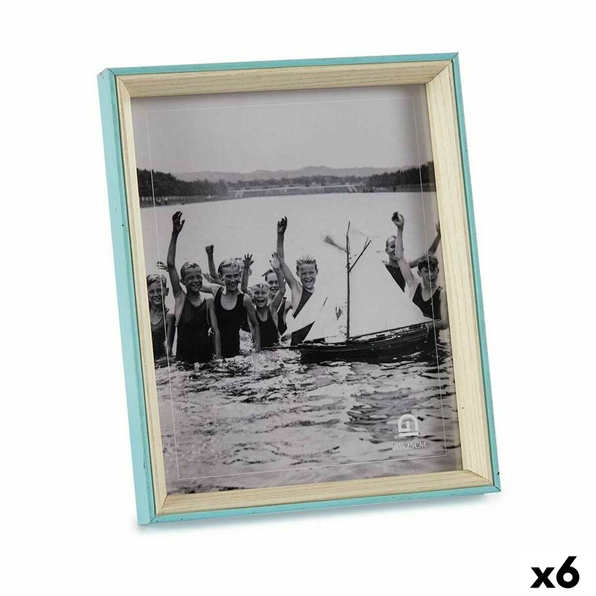 Rám na fotografie Sklo Modrá Biela 3 x 27 x 22 cm Drevo MDF (6 kusov)