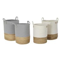 Súprava košíkov DKD Home Decor 40 x 40 x 52 cm Prírodné vlákno Boho (2 kusov)