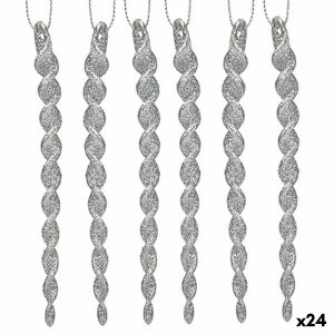 Vianočná ozdoba Striebristý Plastické Trblietky 13,5 x 1 x 5,5 cm (24 kusov)