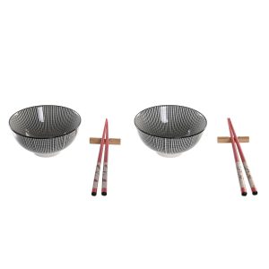 Sada na sushi DKD Home Decor 30 x 21 x 7 cm Čierna Kamenina Orientálny (6 Kusy)