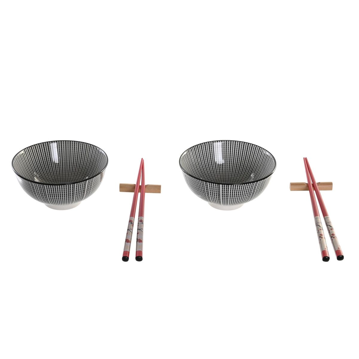 Sada na sushi DKD Home Decor 30 x 21 x 7 cm Čierna Kamenina Orientálny (6 Kusy)