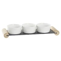 Tácka na chuťovky DKD Home Decor Biela Čierna Kamenina Tabuľa 33 x 10 x 5,8 cm