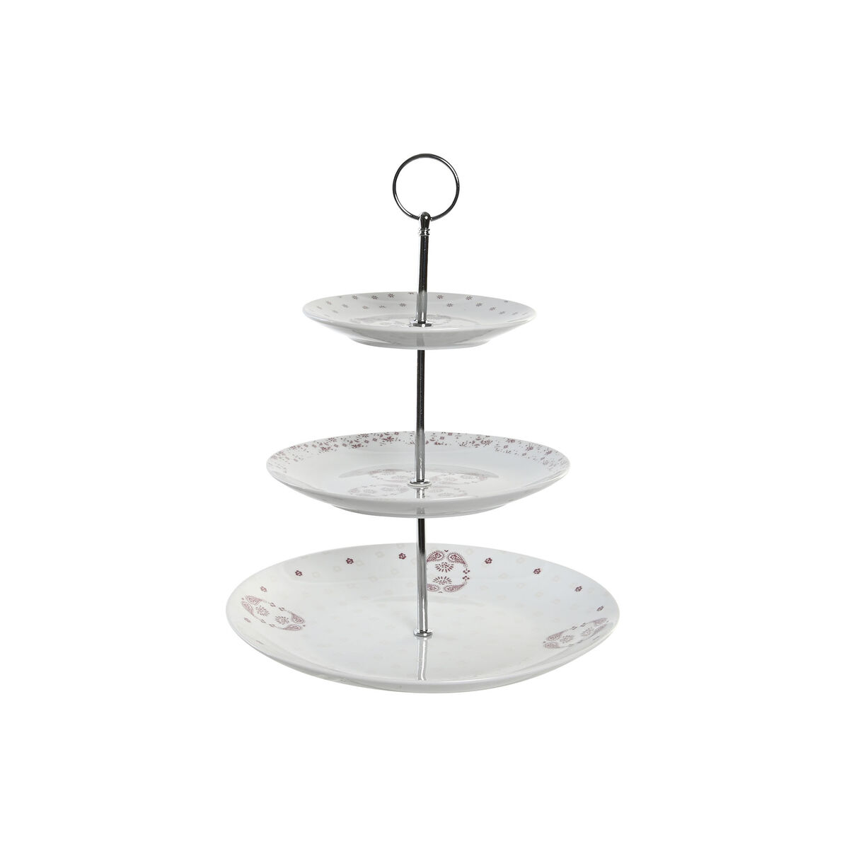 Misa na ovocie DKD Home Decor 27 x 27 x 34 cm Porcelán Ružová Kov Biela