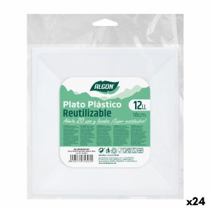 Sada znovu použiteľných tanierov Algon Hranatý Plastické 18 x 18 x 1,5 cm (24 kusov)